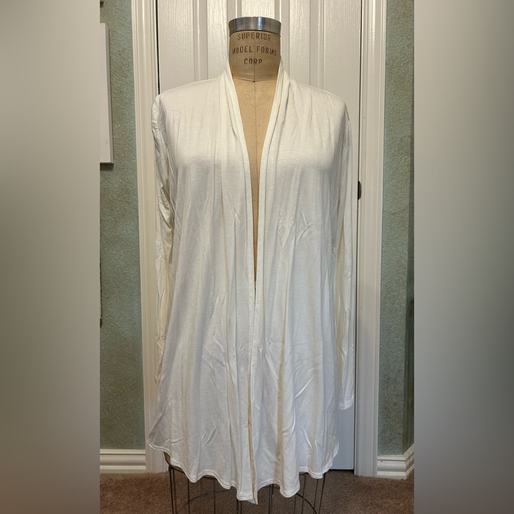 Azules Brand Off-White Open Front Cardigan, Size L